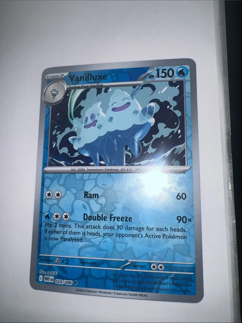Pokemon Vanilluxe Holographic Ice Card - Light Blue